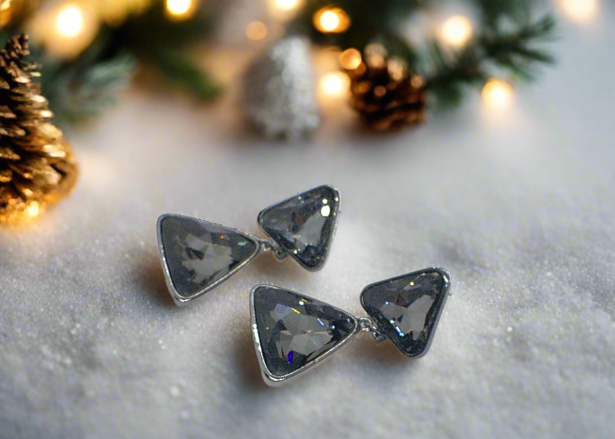 Gorgeous Triangles of Black Diamonds Earrings