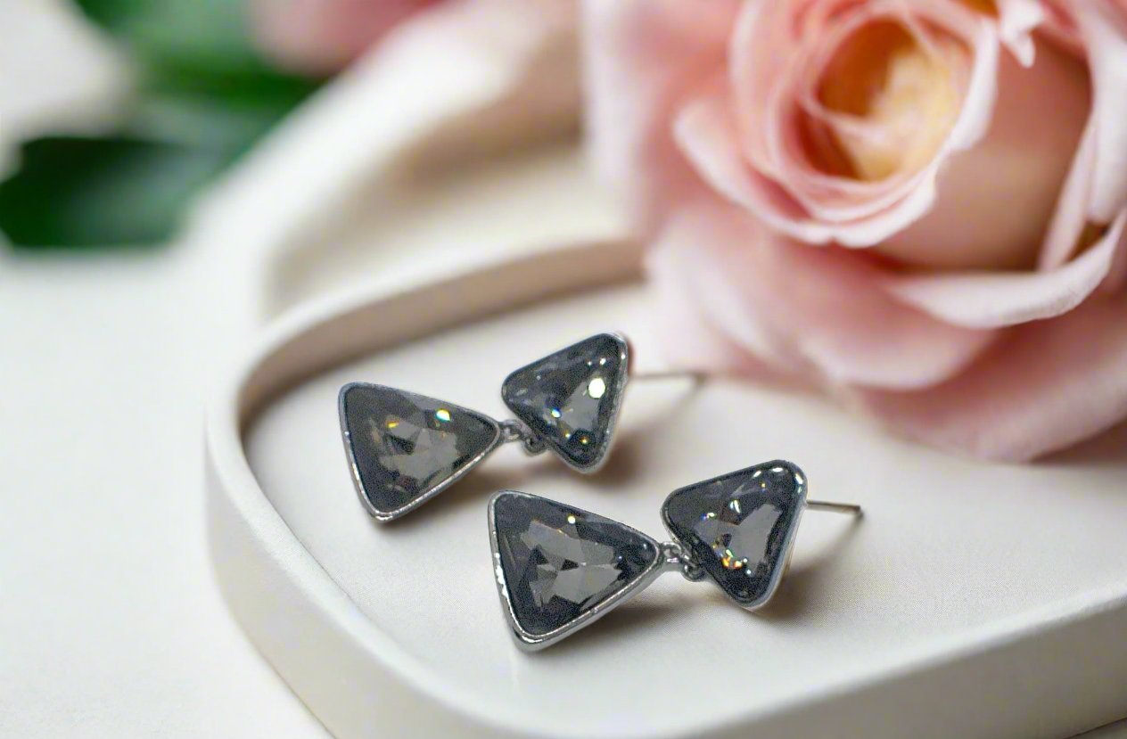 Gorgeous Triangles of Black Diamonds Earrings