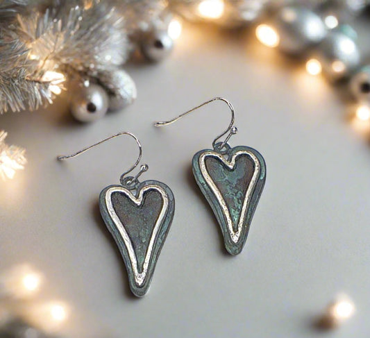 Precious Patina Heart Earrings