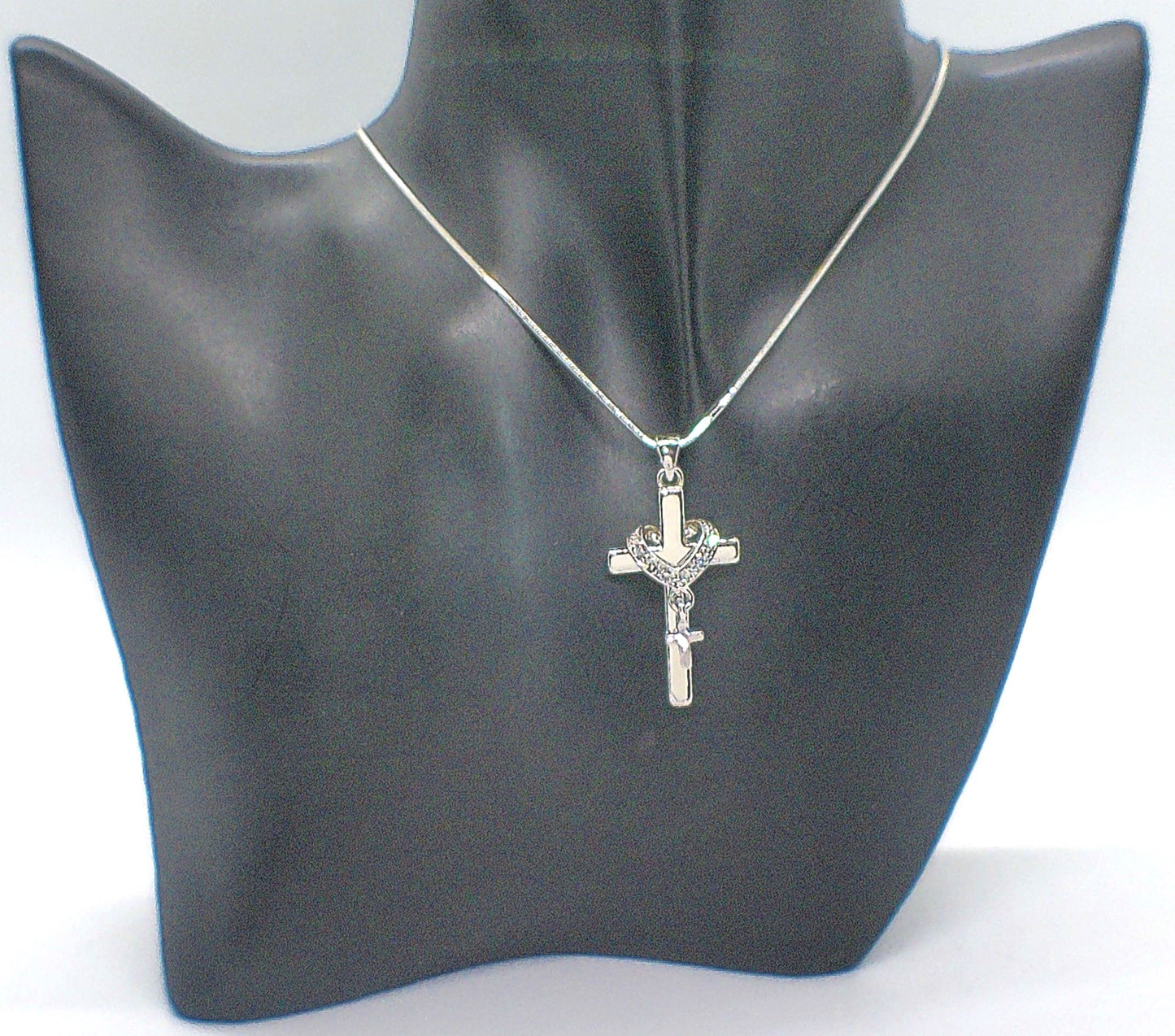 Stunning Heart and Cross Pendant Necklace