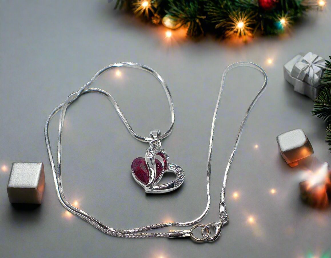 Stunning Red Crystal Heart Necklace