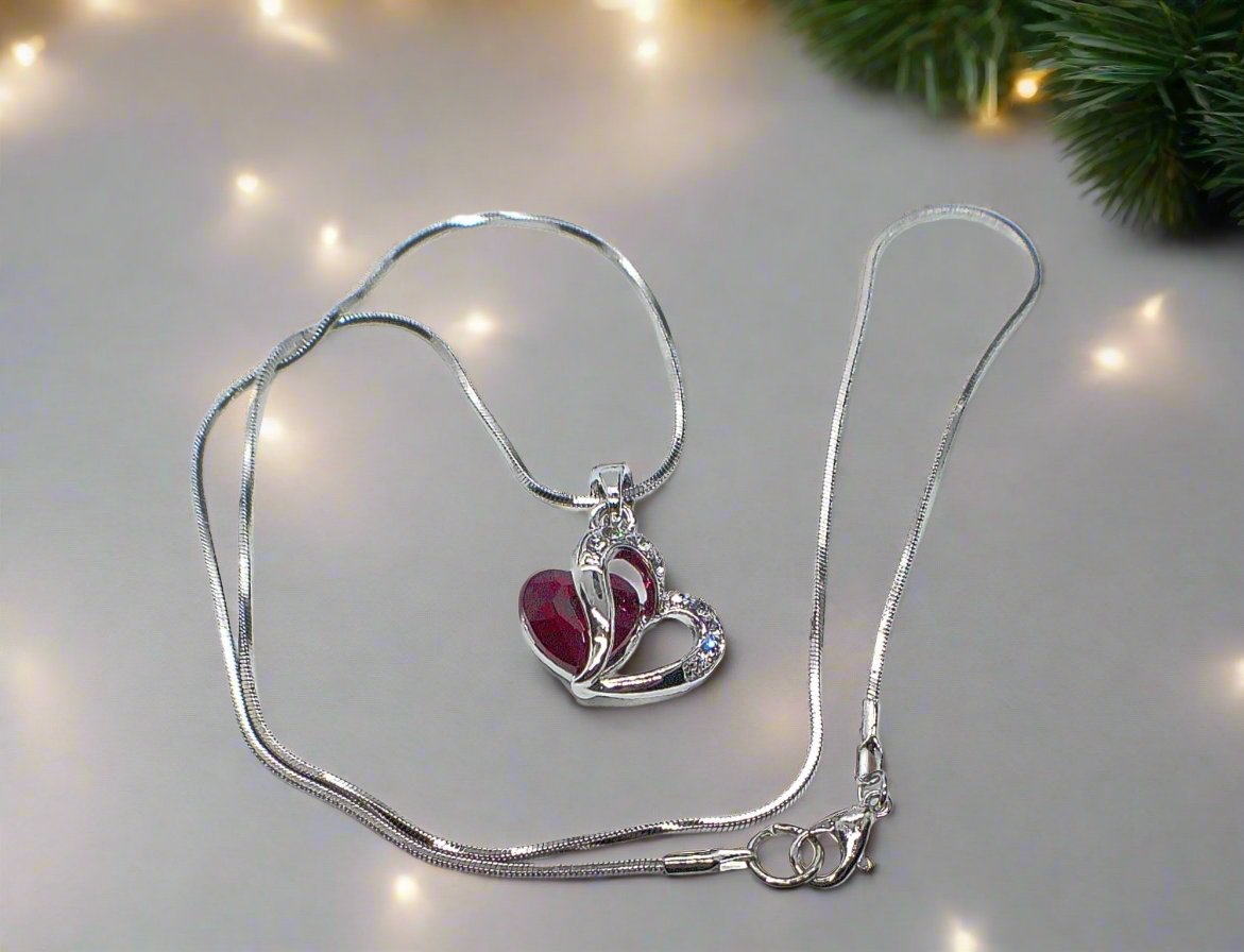 Stunning Red Crystal Heart Necklace