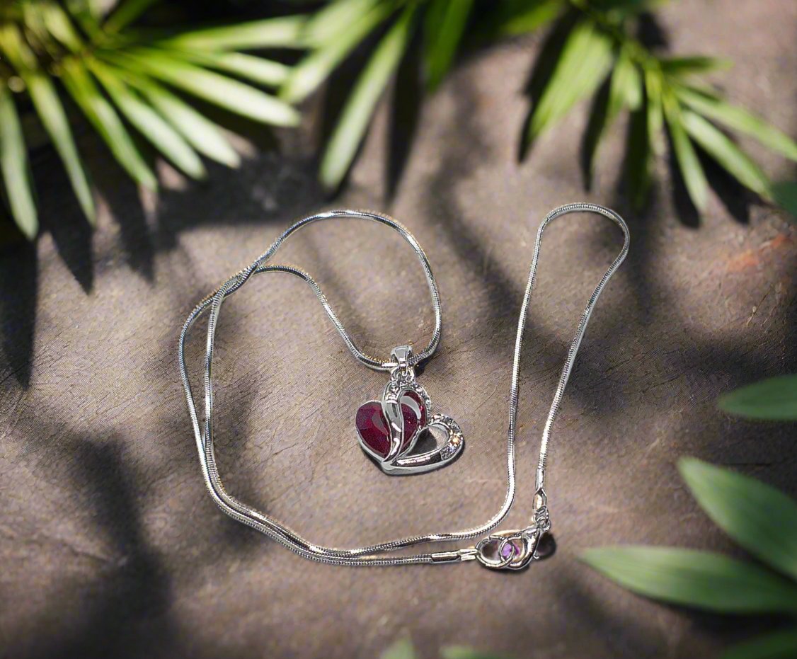 Stunning Red Crystal Heart Necklace