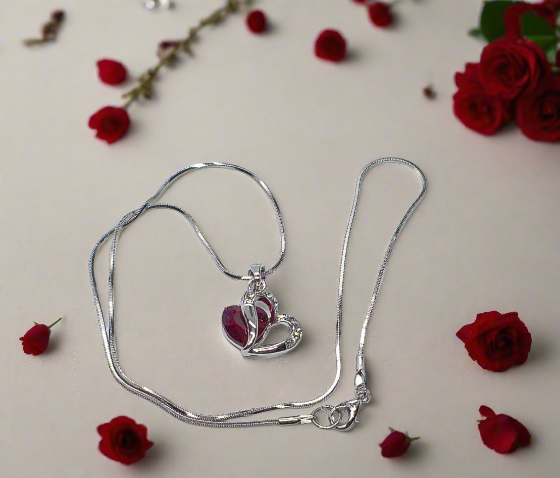 Stunning Red Crystal Heart Necklace