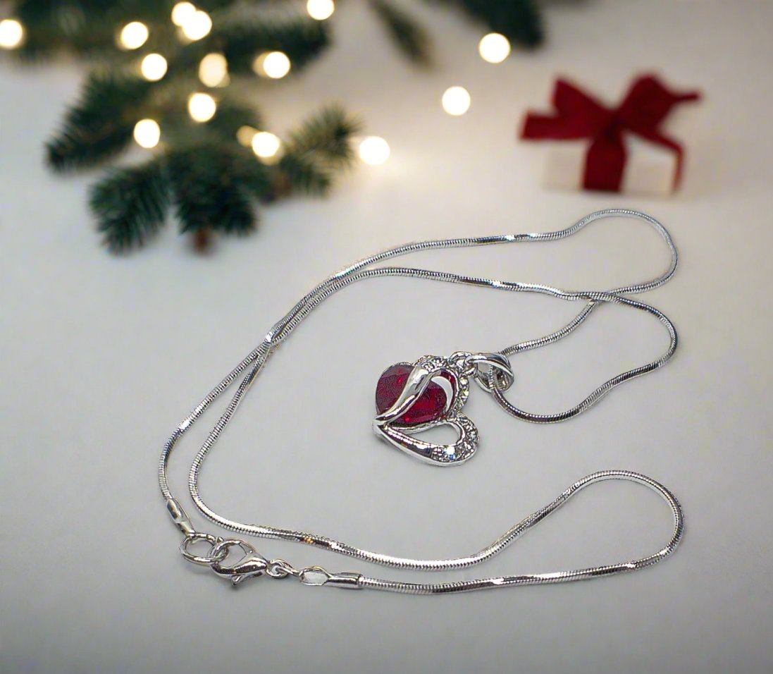 Stunning Red Crystal Heart Necklace