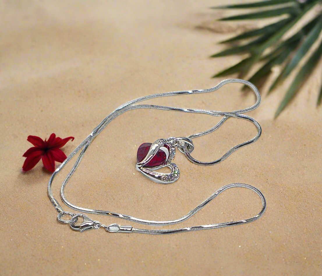 Stunning Red Crystal Heart Necklace