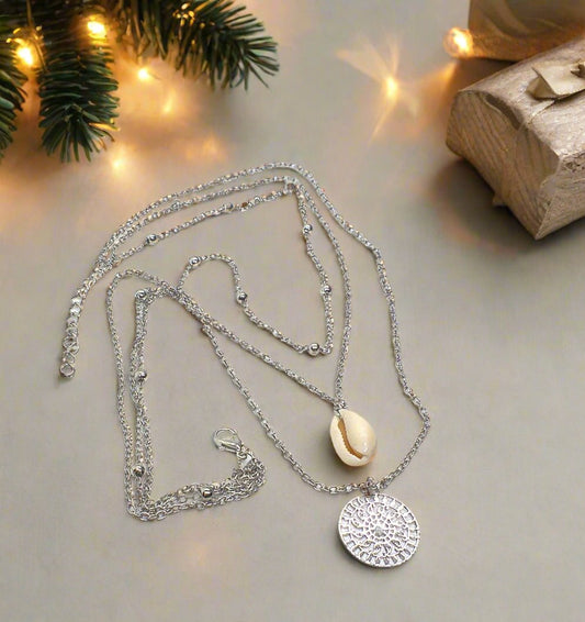 Stunning Silver Shell Multilayer Necklace