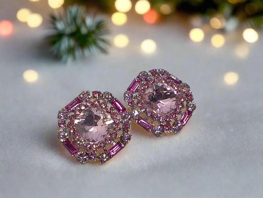 Lovely Marquise Pink Stud Earrings