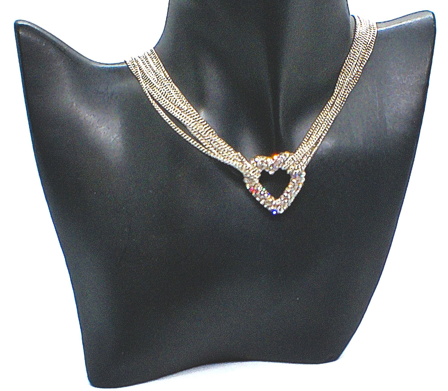 Multi Chain PAVE Heart Necklace