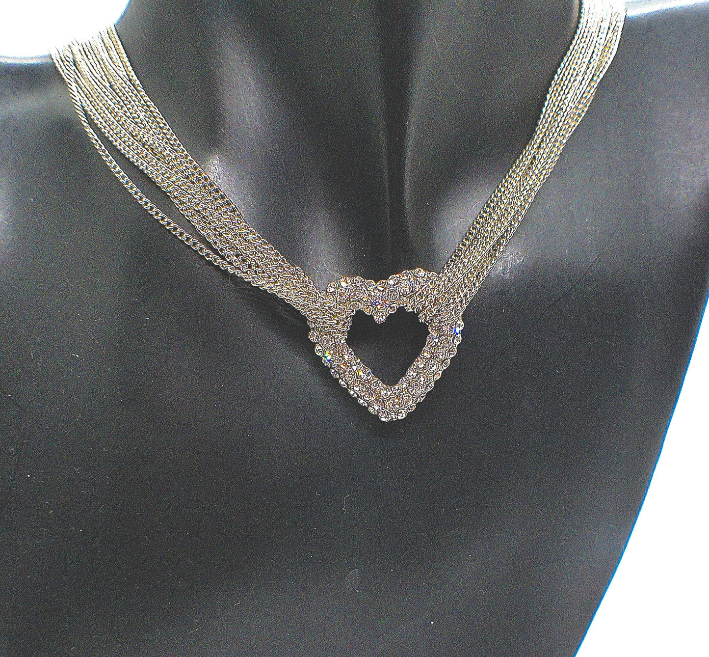 Multi Chain PAVE Heart Necklace