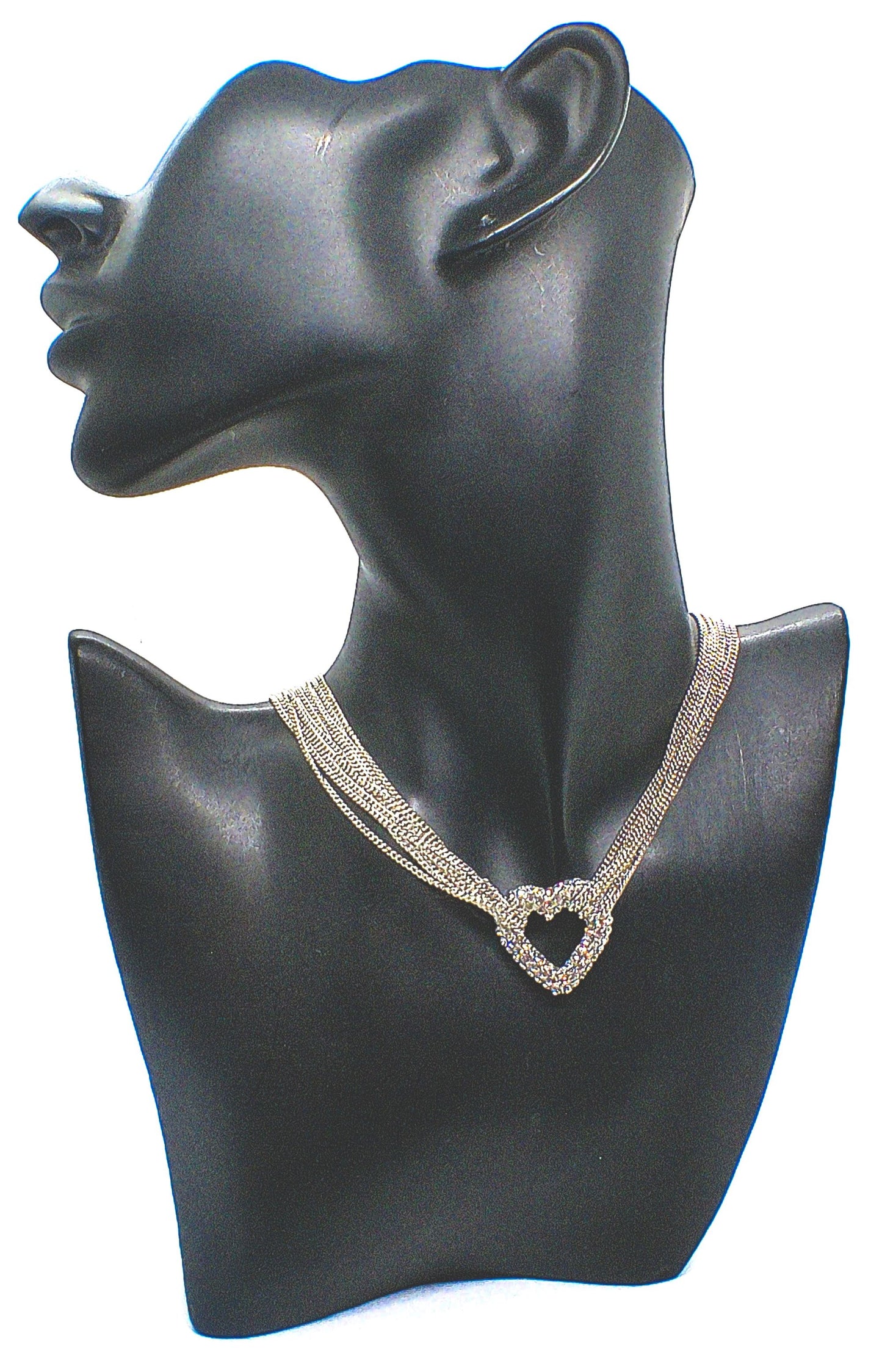 Multi Chain PAVE Heart Necklace