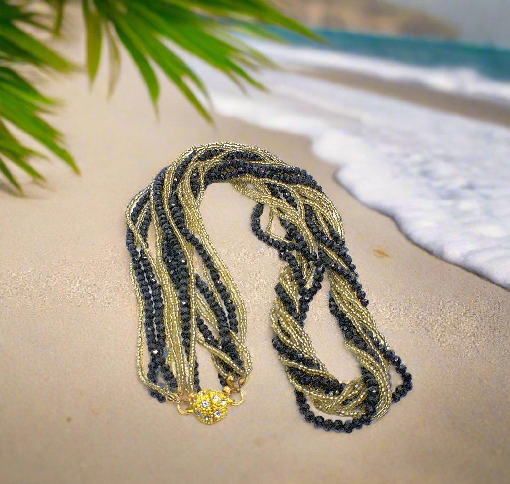 Beautiful Multi Strand Beaded Twist Necklace