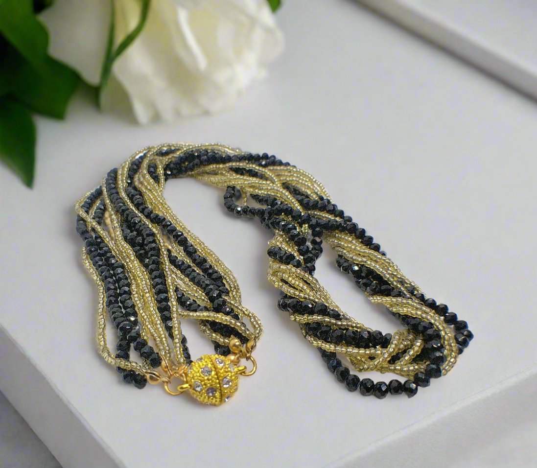 Beautiful Multi Strand Beaded Twist Necklace