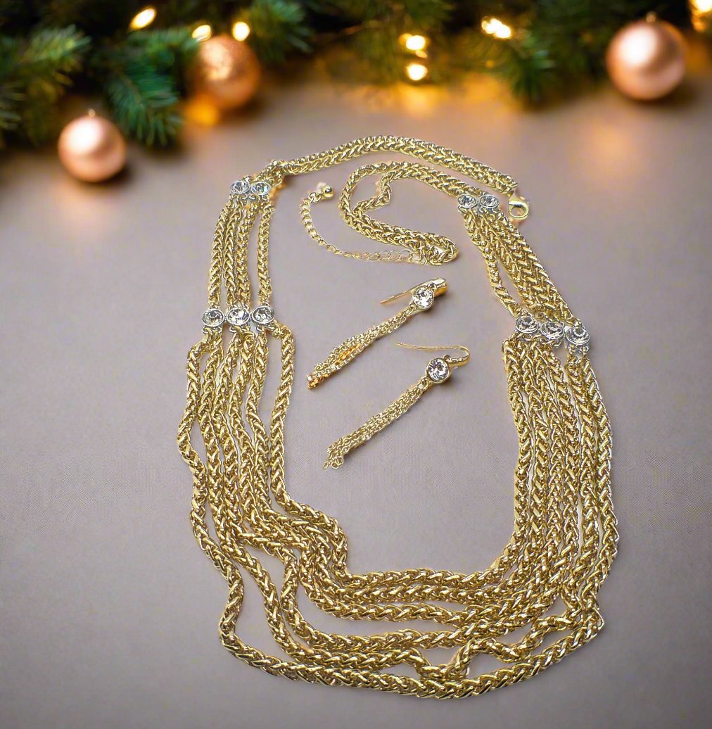 Multi Foxtail Chain Necklace Set