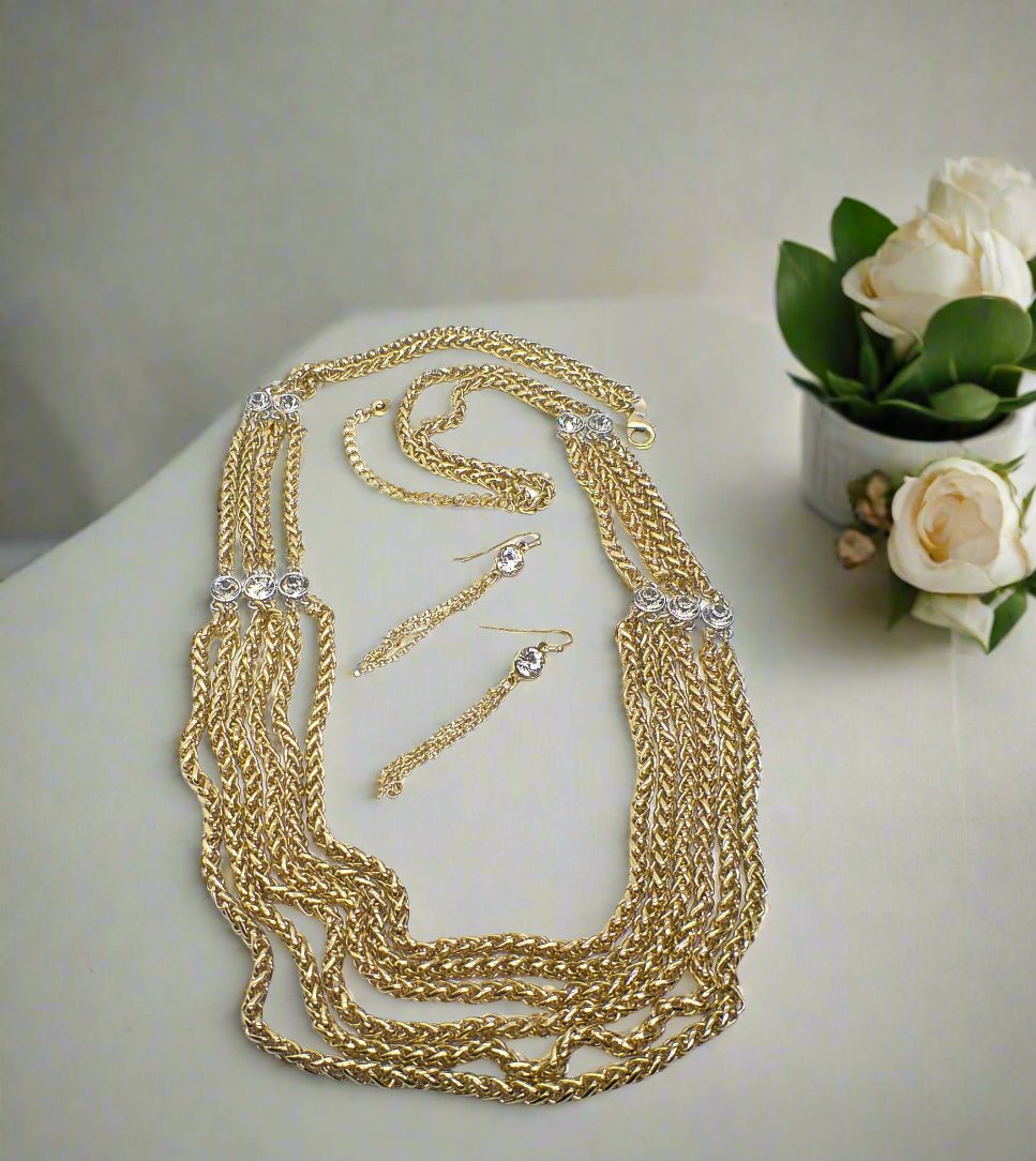 Multi Foxtail Chain Necklace Set