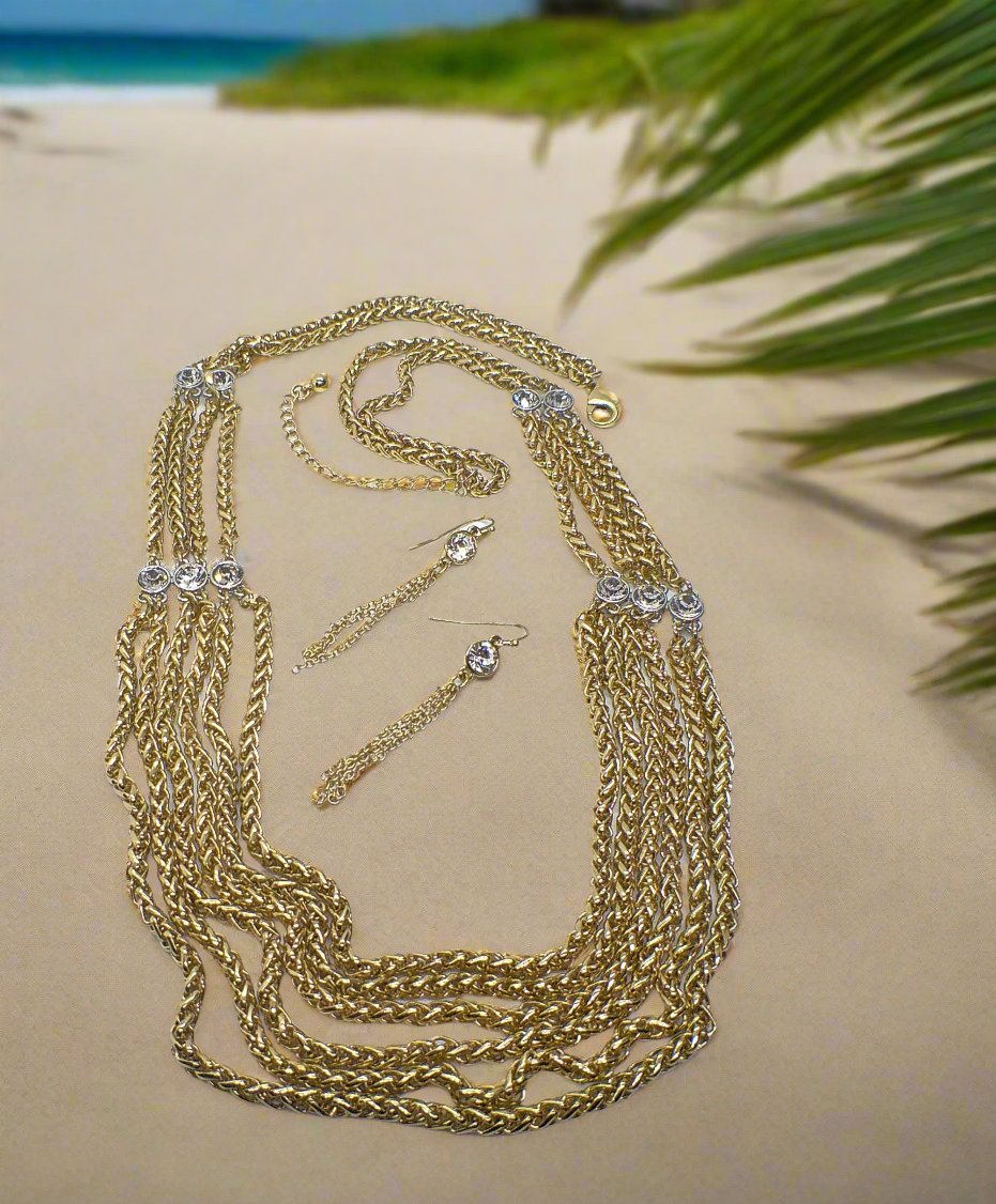 Multi Foxtail Chain Necklace Set