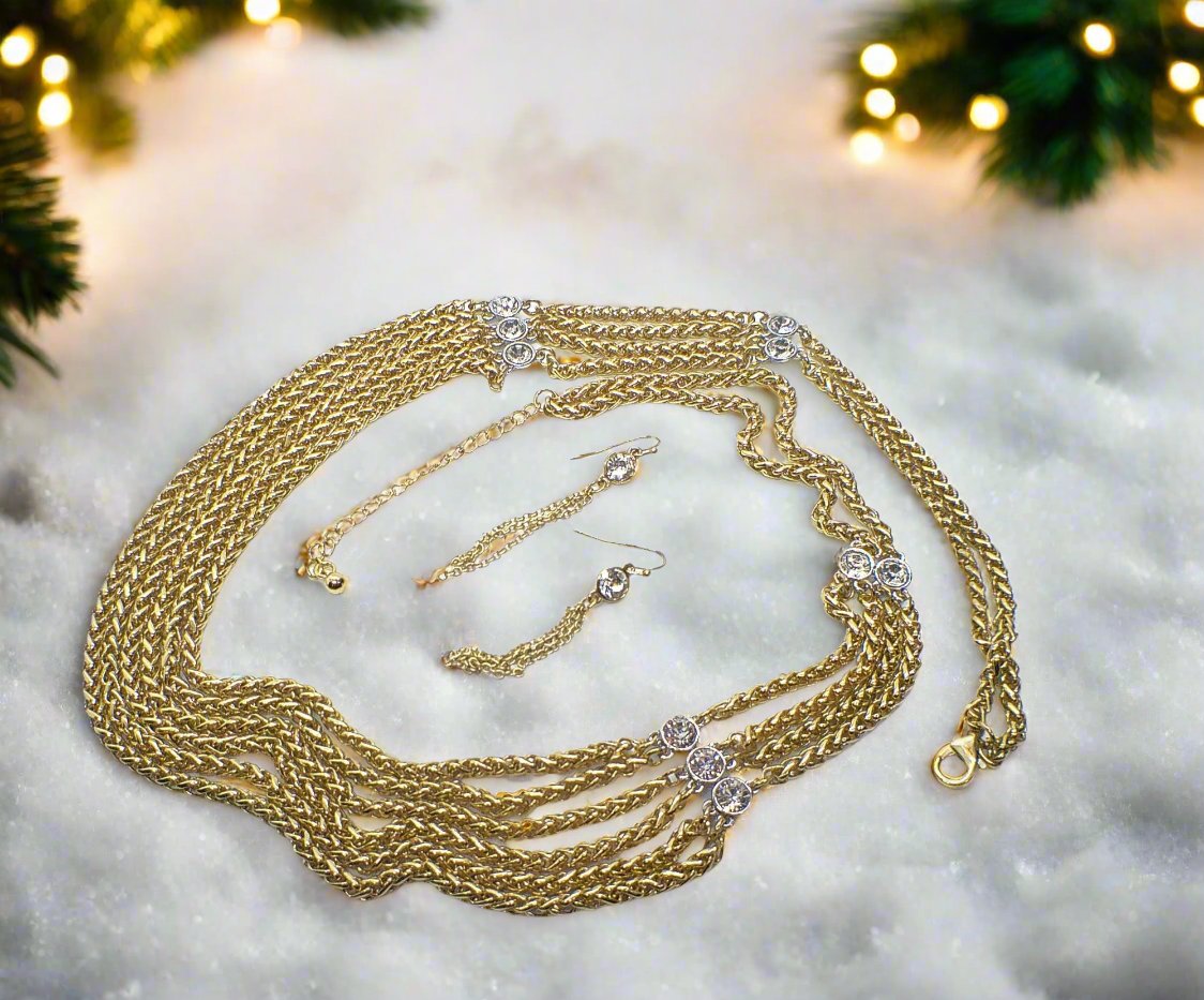 Multi Foxtail Chain Necklace Set