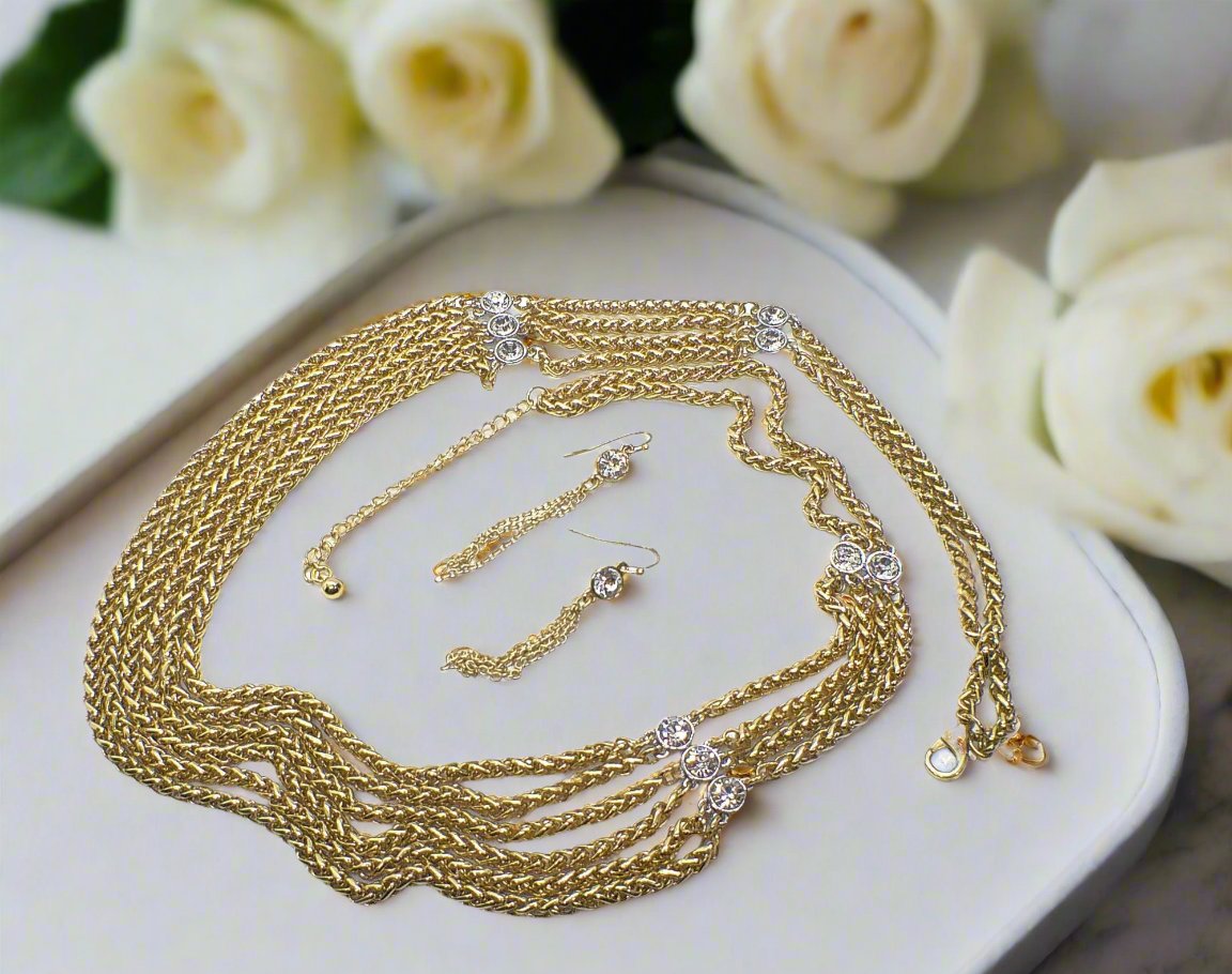 Multi Foxtail Chain Necklace Set