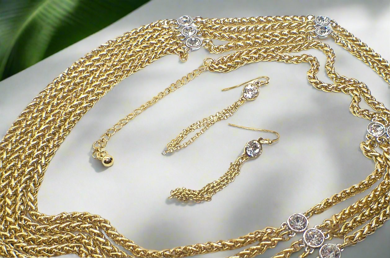 Multi Foxtail Chain Necklace Set