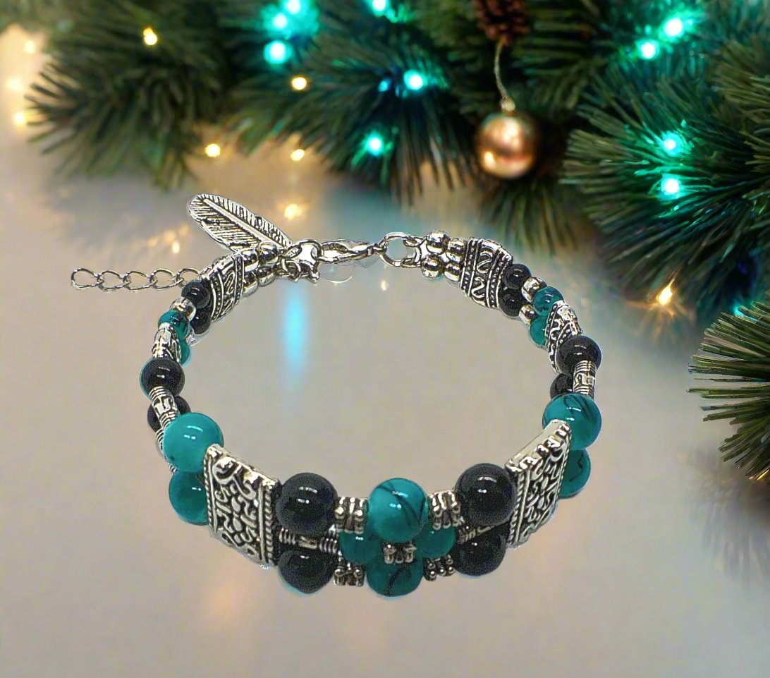 Gorgeous Black and Turquoise Bracelet