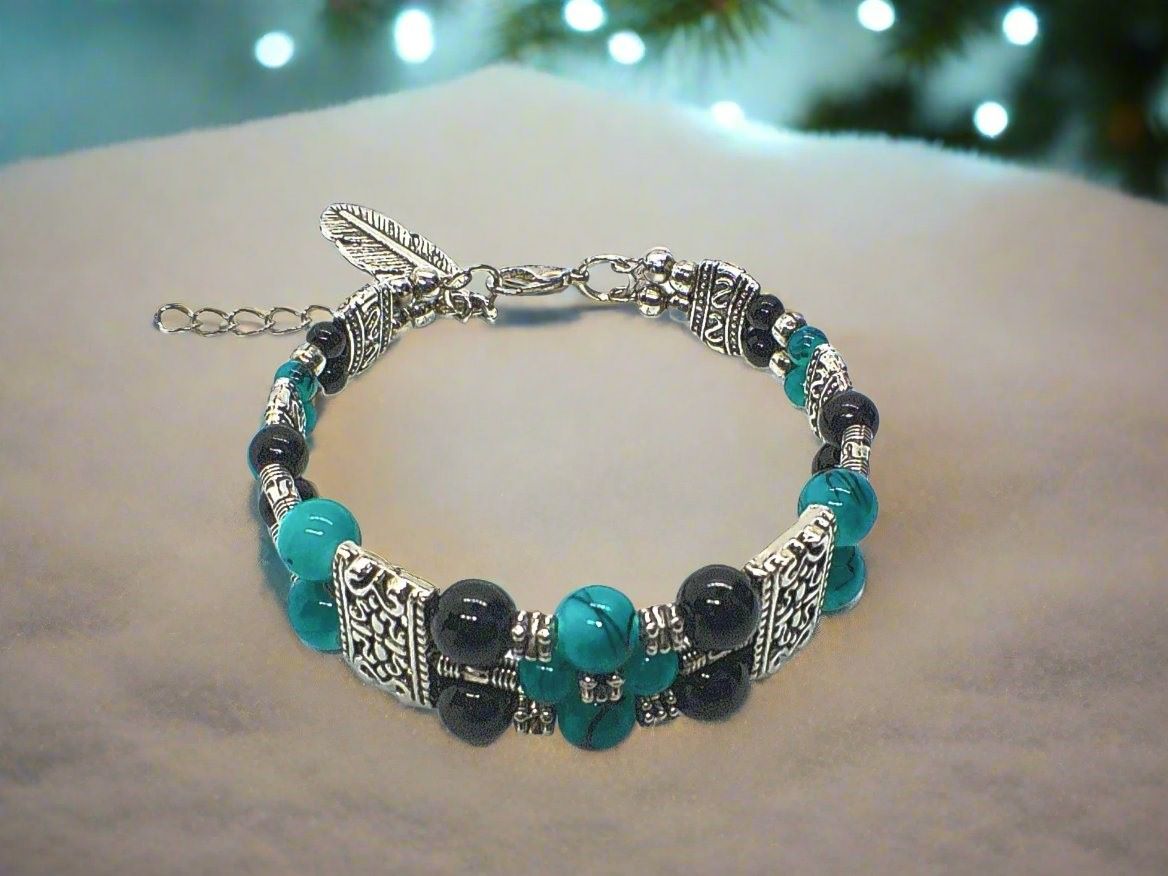 Gorgeous Black and Turquoise Bracelet