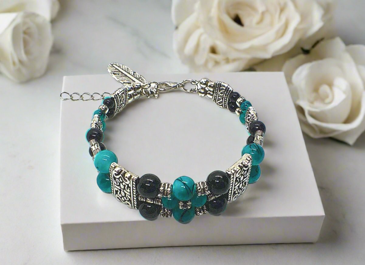 Gorgeous Black and Turquoise Bracelet