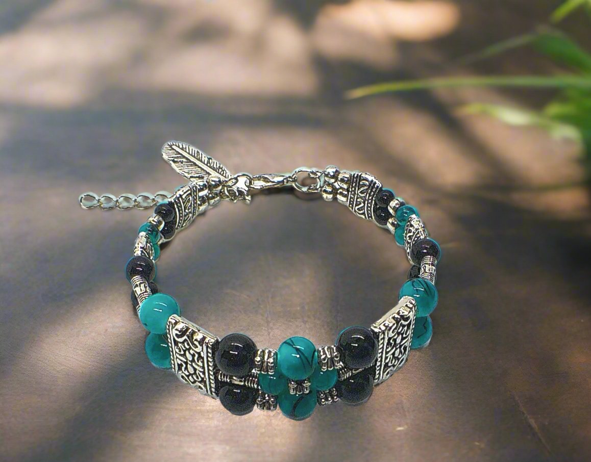 Gorgeous Black and Turquoise Bracelet