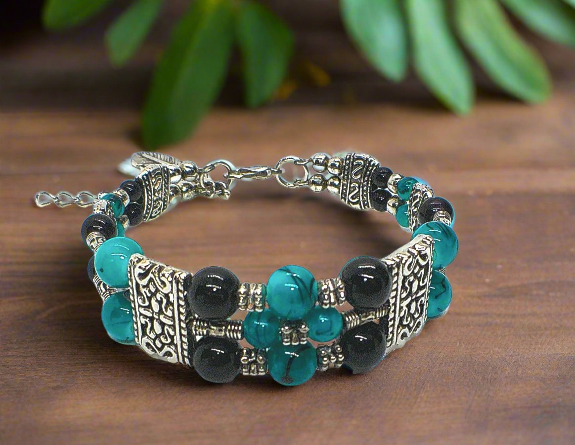 Gorgeous Black and Turquoise Bracelet