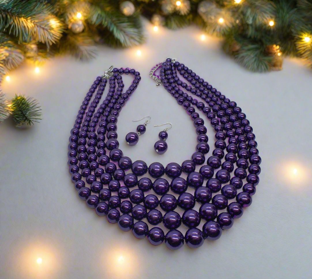 Gorgeous Purple Multi-Strand Necklace Set