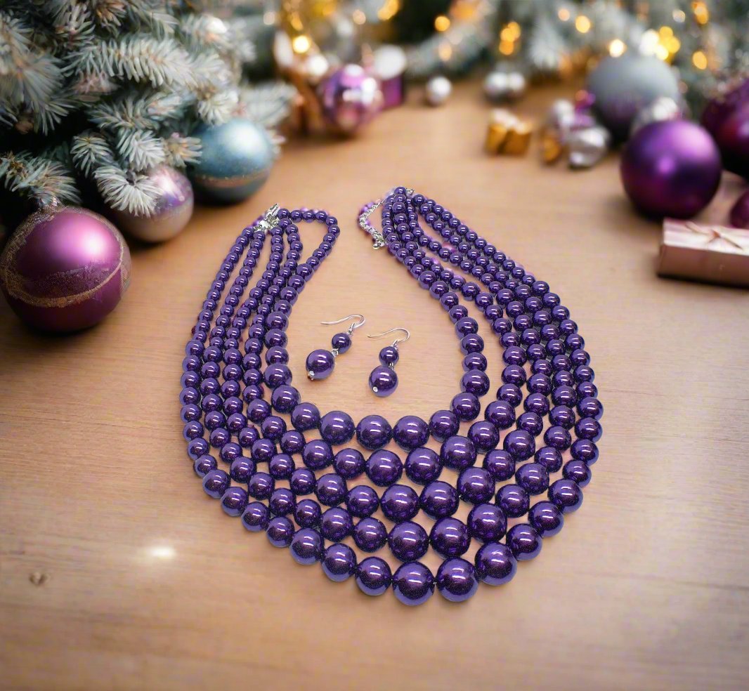 Gorgeous Purple Multi-Strand Necklace Set