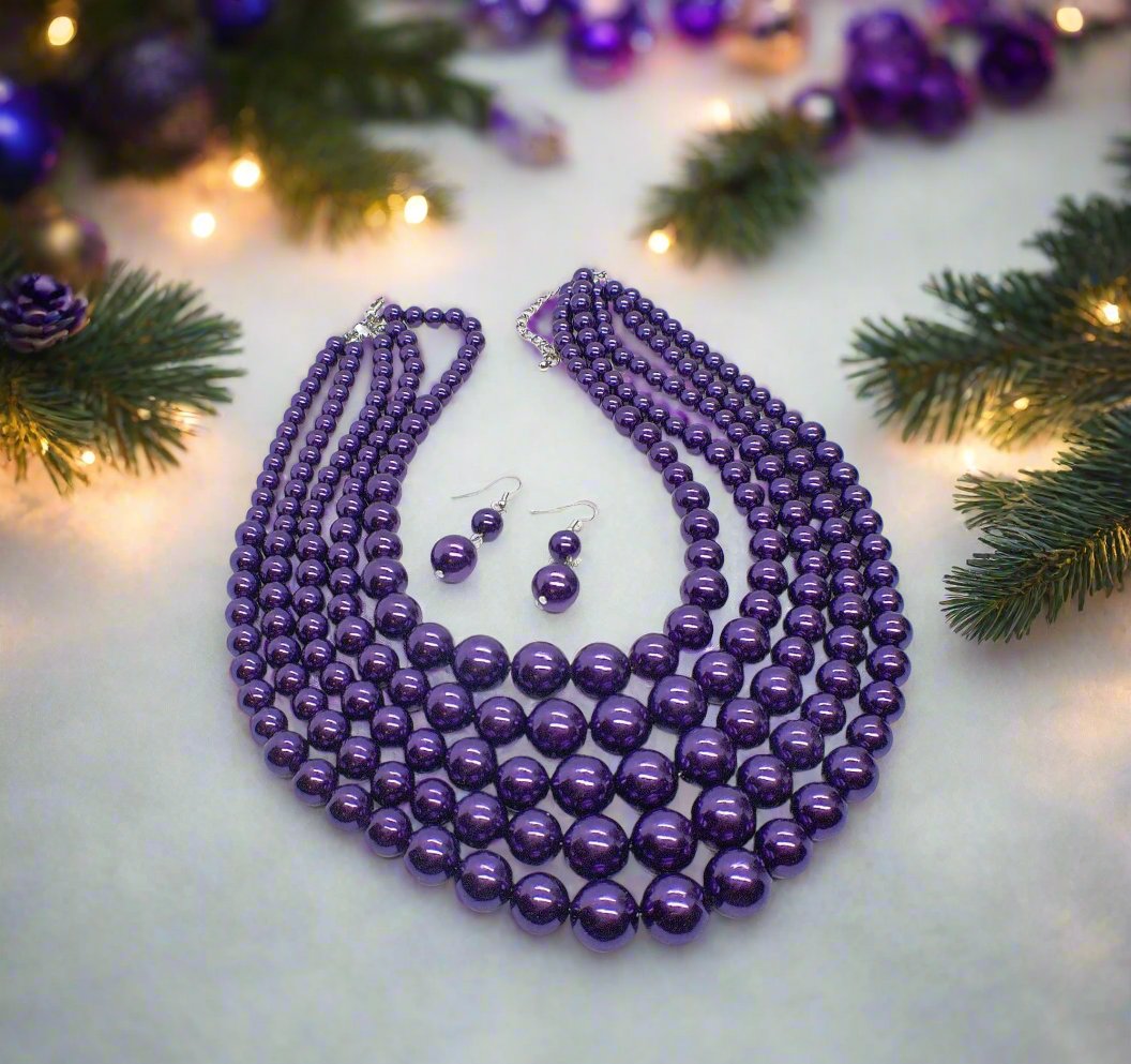 Gorgeous Purple Multi-Strand Necklace Set