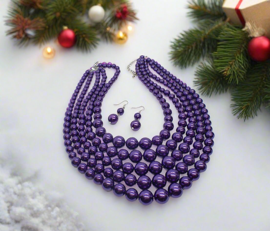 Gorgeous Purple Multi-Strand Necklace Set