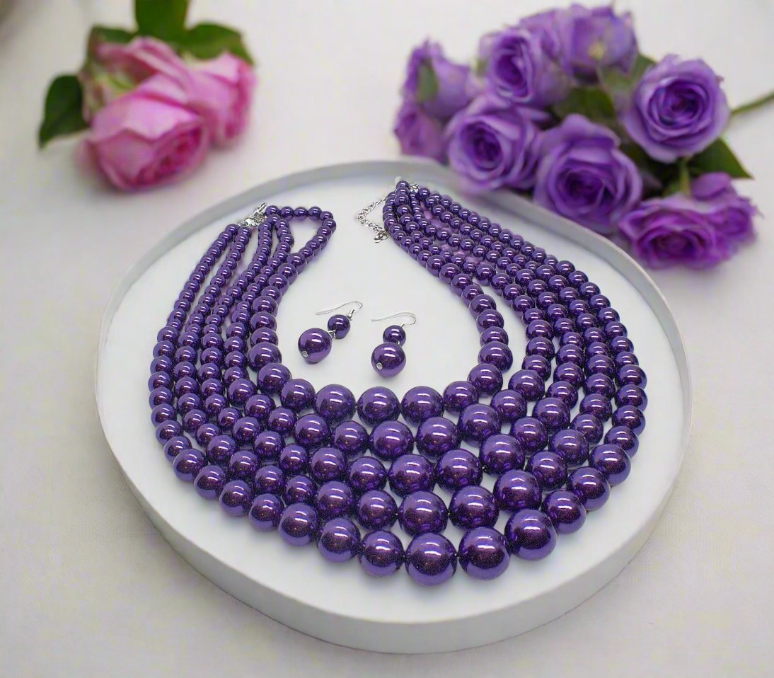 Gorgeous Purple Multi-Strand Necklace Set