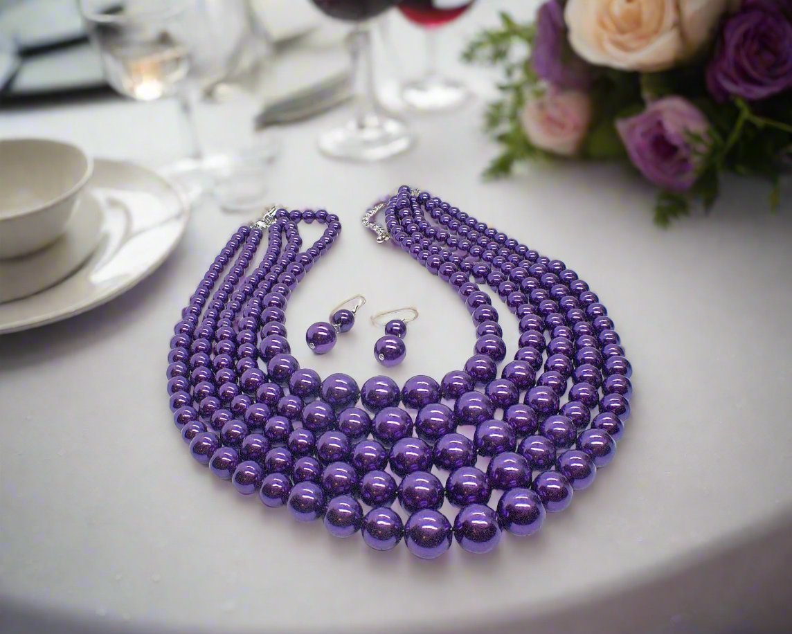 Gorgeous Purple Multi-Strand Necklace Set