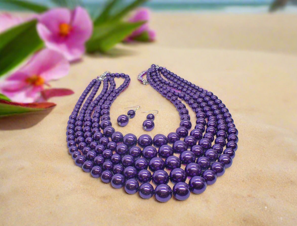 Gorgeous Purple Multi-Strand Necklace Set