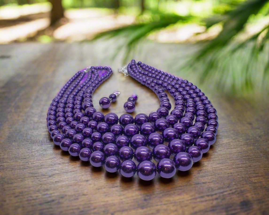 Gorgeous Purple Multi-Strand Necklace Set