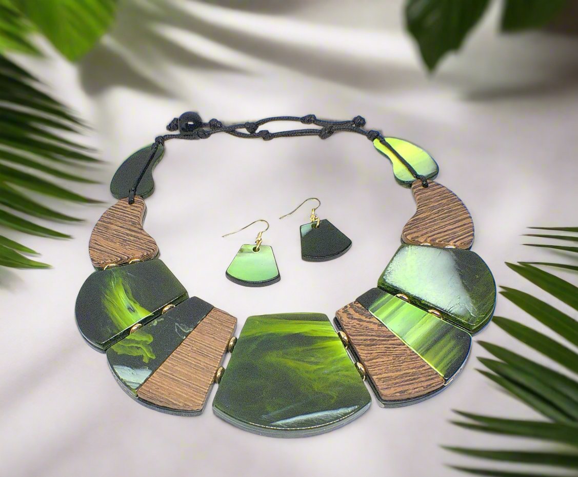 Fantastic Green and Gold Graduated Necklace Set