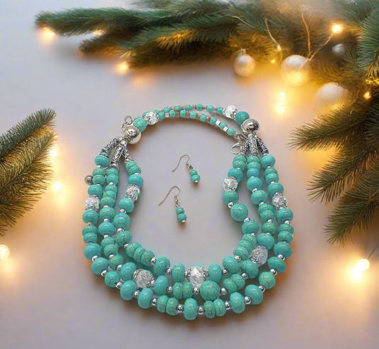 Gorgeous Turquoise and Silver Necklace Set