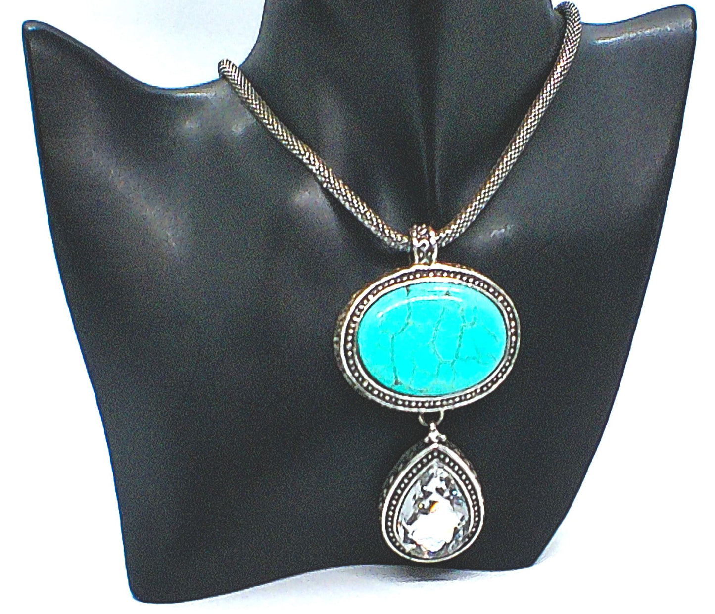 Turquoise and Rhinestone Necklace Set