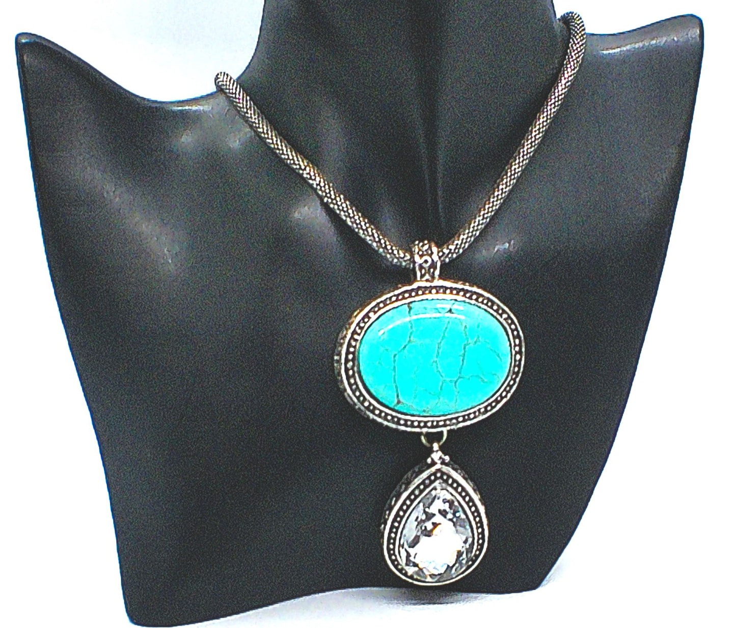 Turquoise and Rhinestone Necklace Set