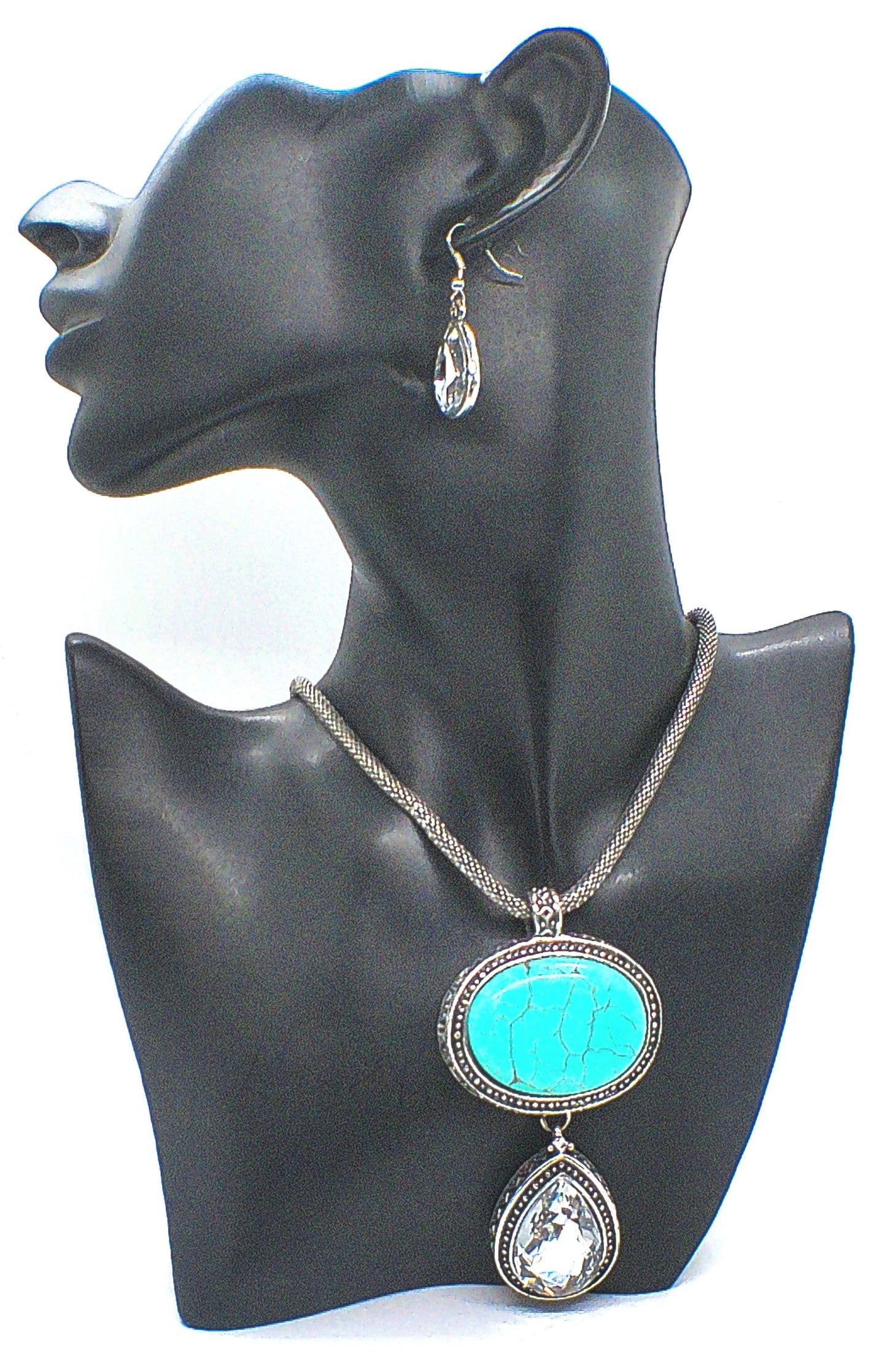 Turquoise and Rhinestone Necklace Set