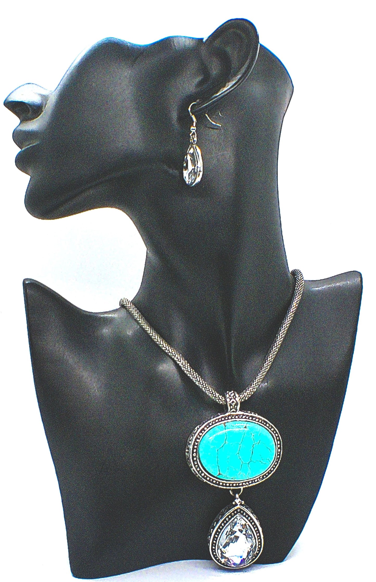 Turquoise and Rhinestone Necklace Set