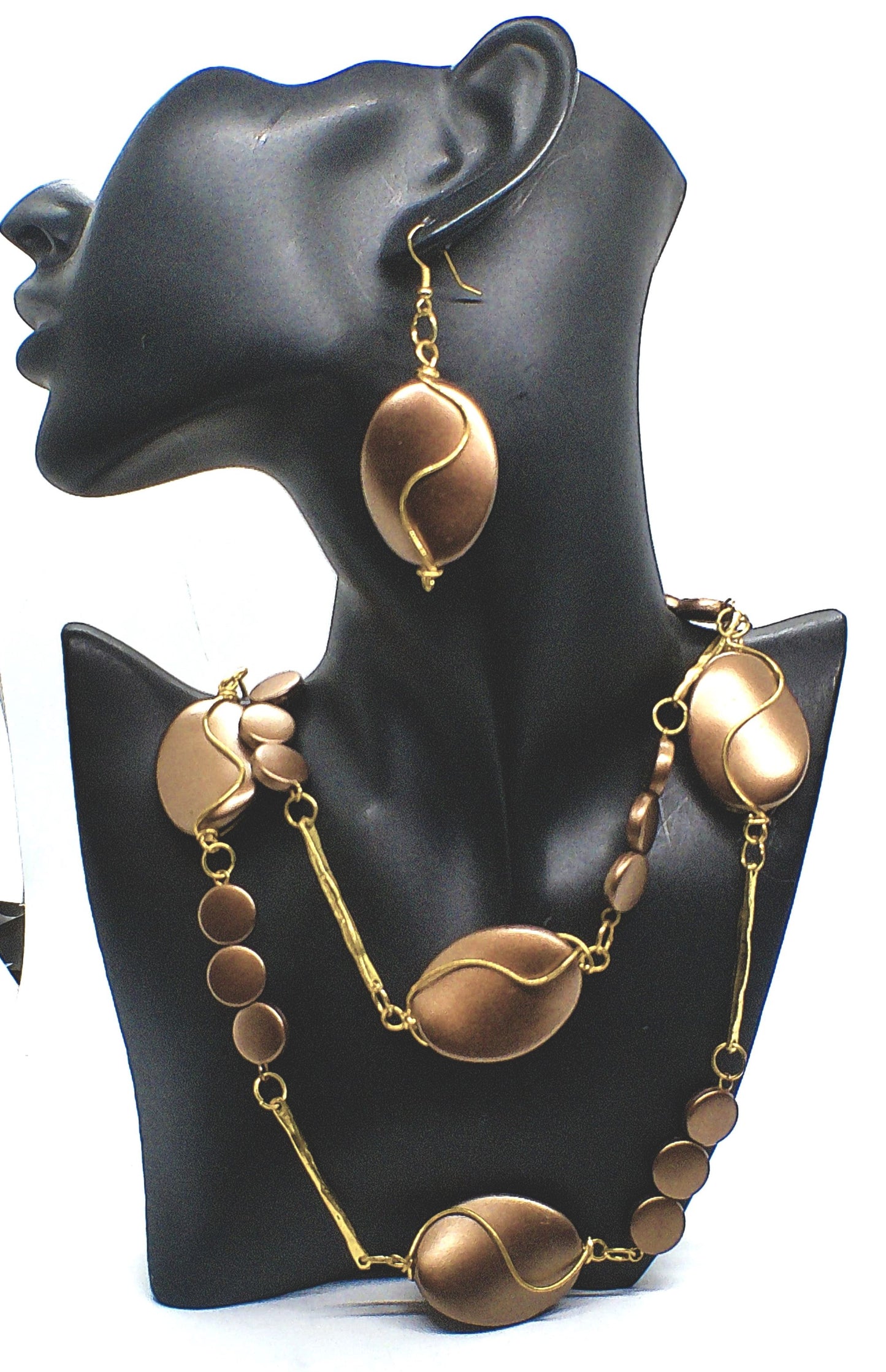 Lovely Bronze Long Necklace Set