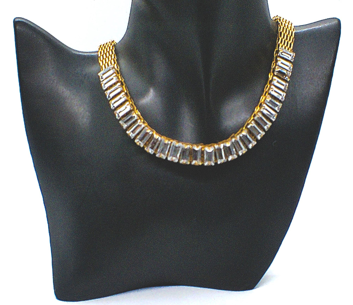 Lovely Rhinestones and Gold Necklace Set