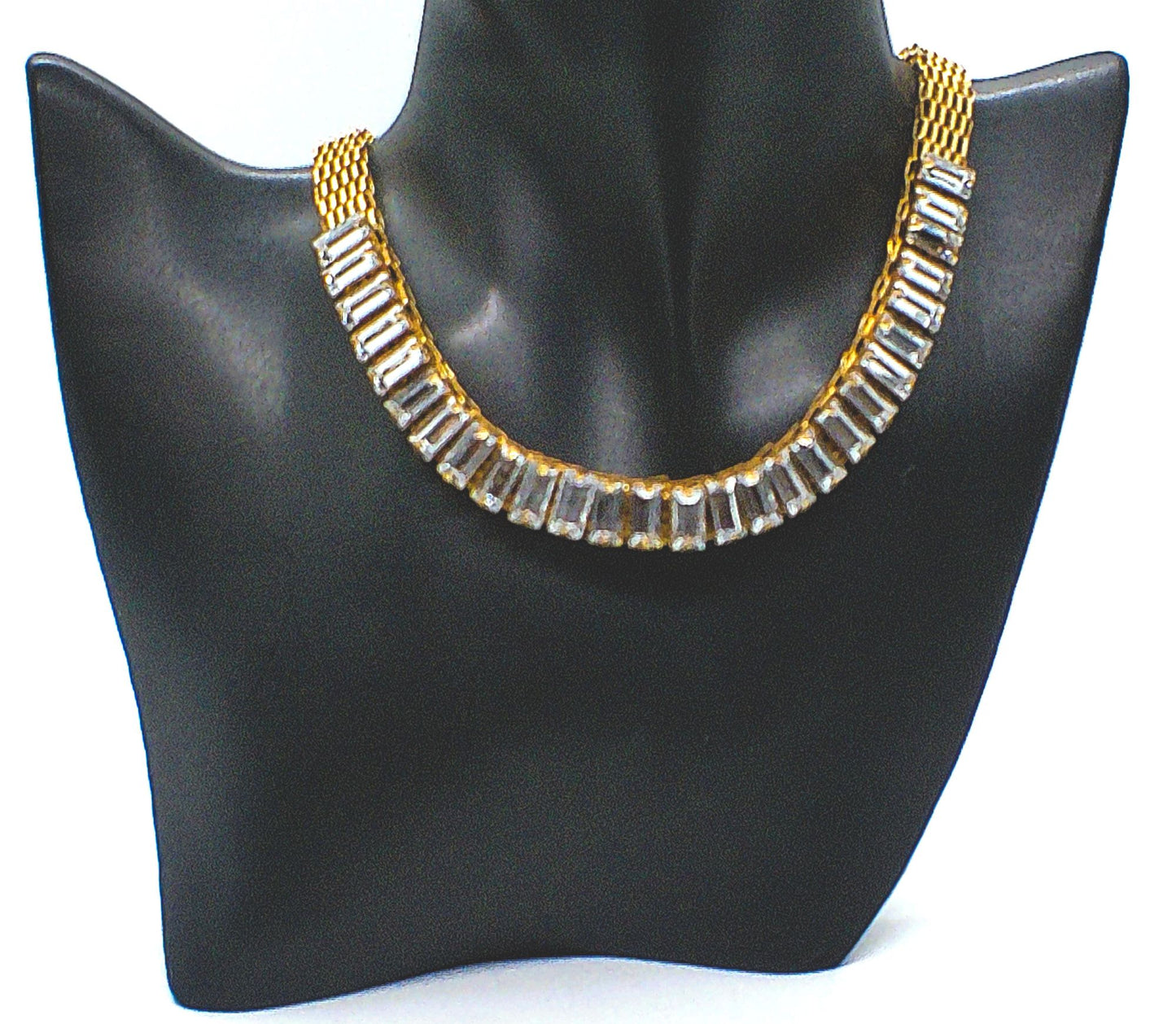 Lovely Rhinestones and Gold Necklace Set