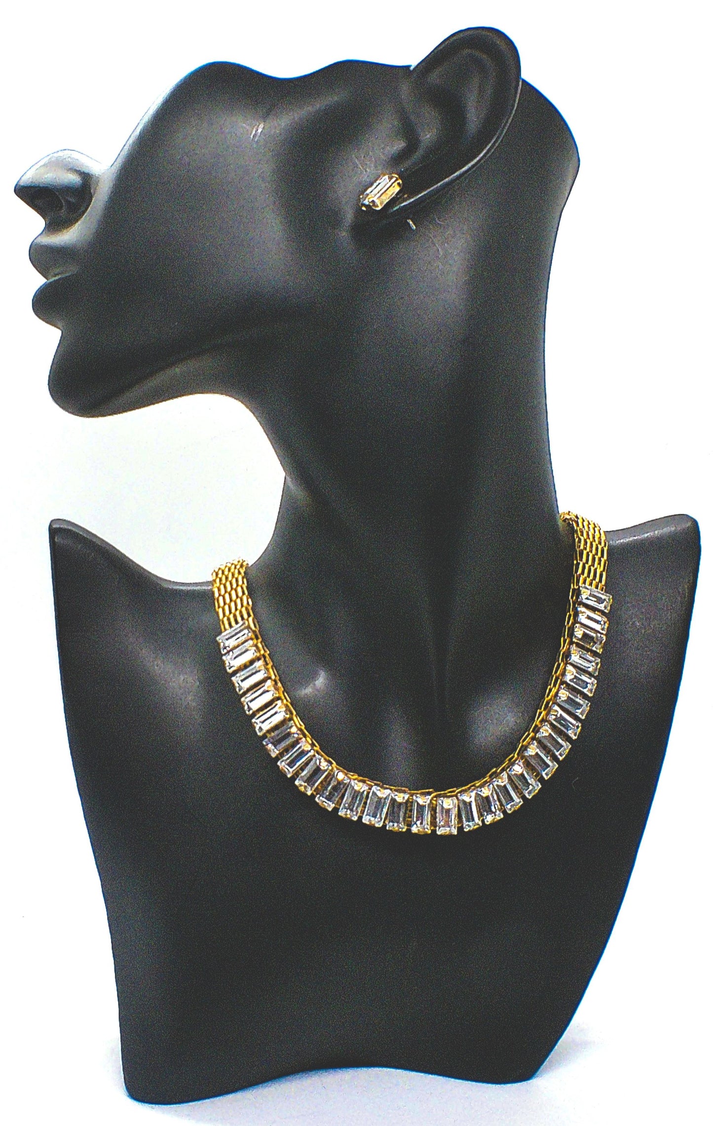 Lovely Rhinestones and Gold Necklace Set