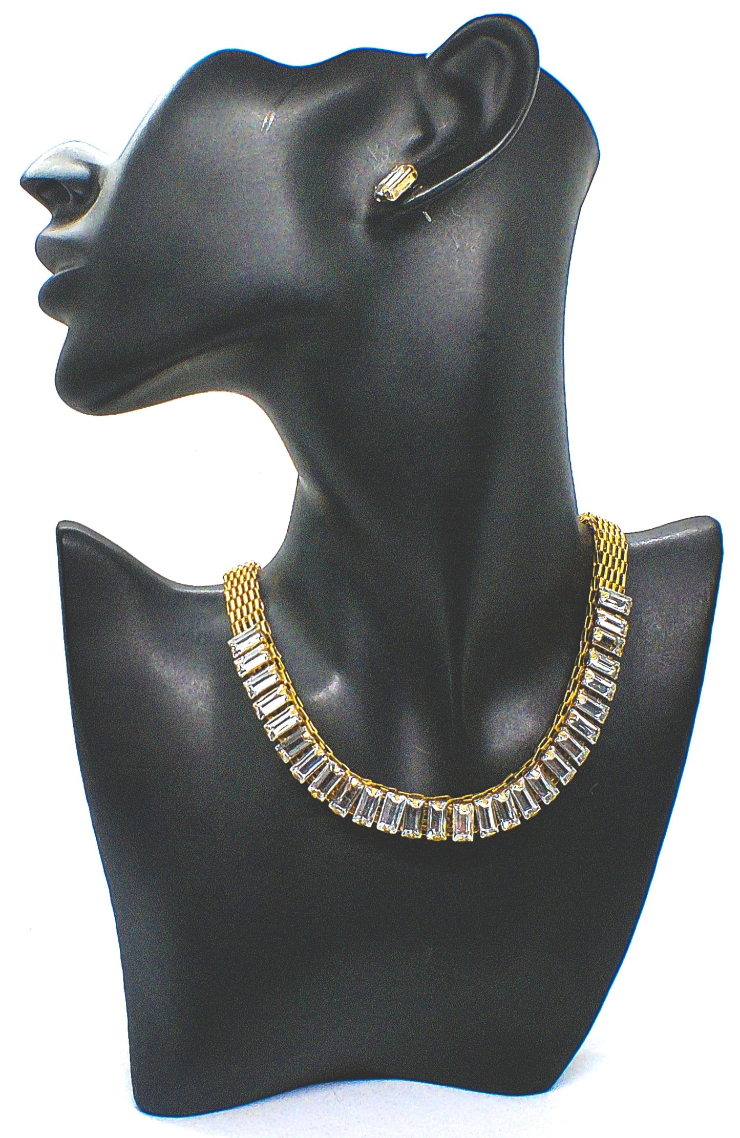 Lovely Rhinestones and Gold Necklace Set