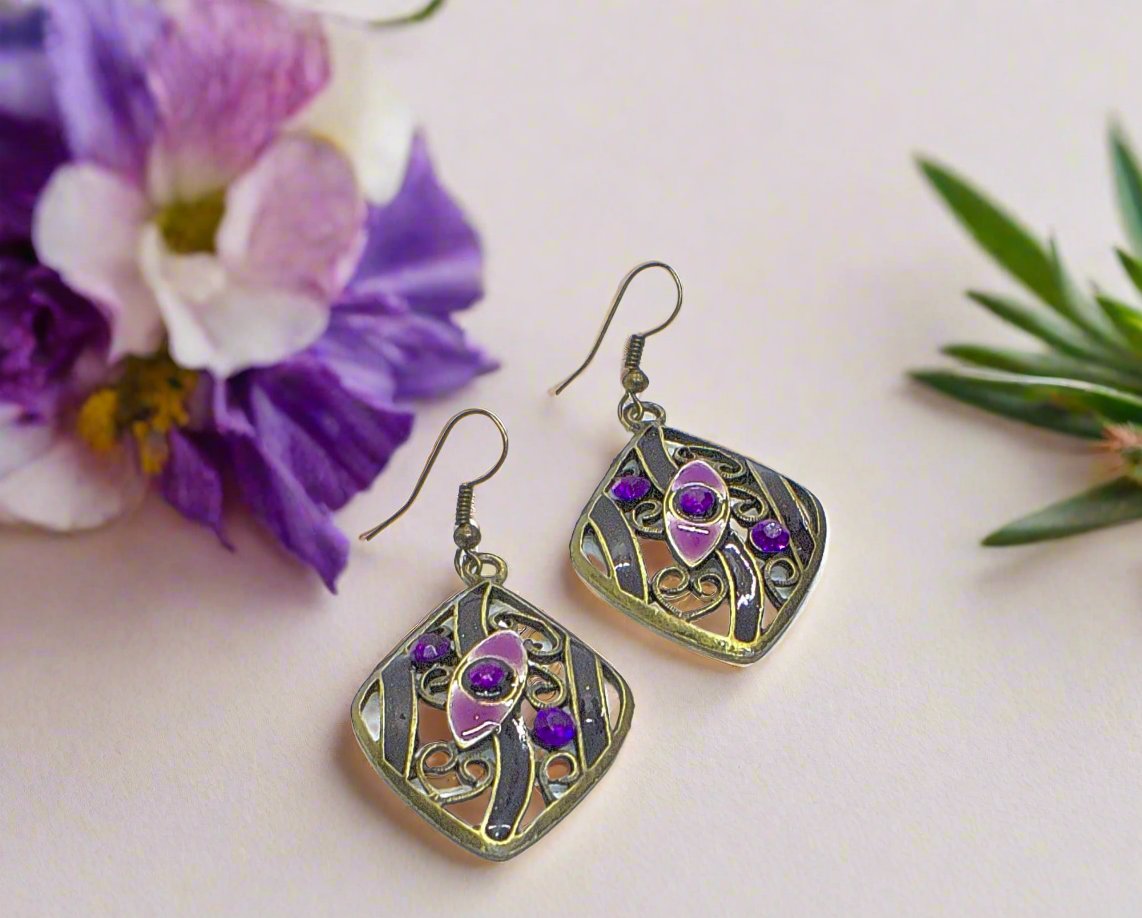 Lovely Bronze and Purple Earrings