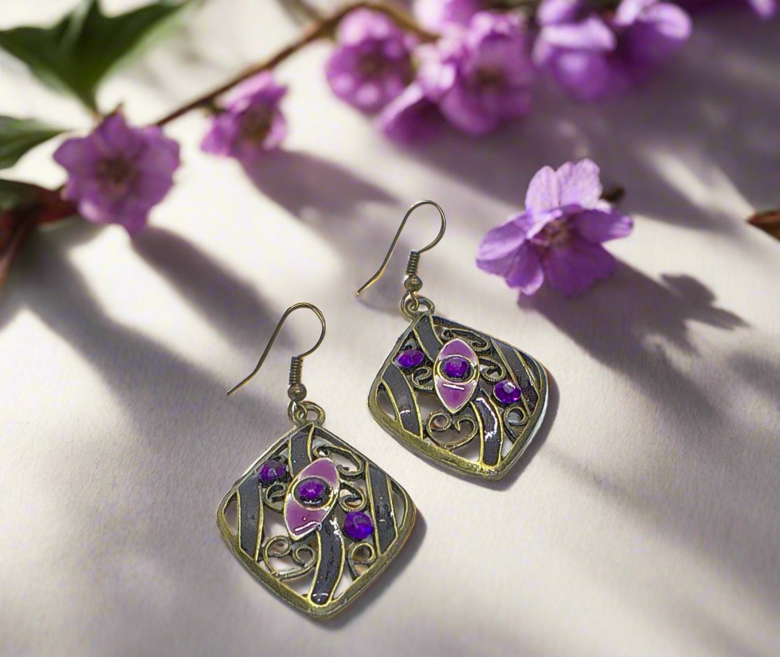 Lovely Bronze and Purple Earrings