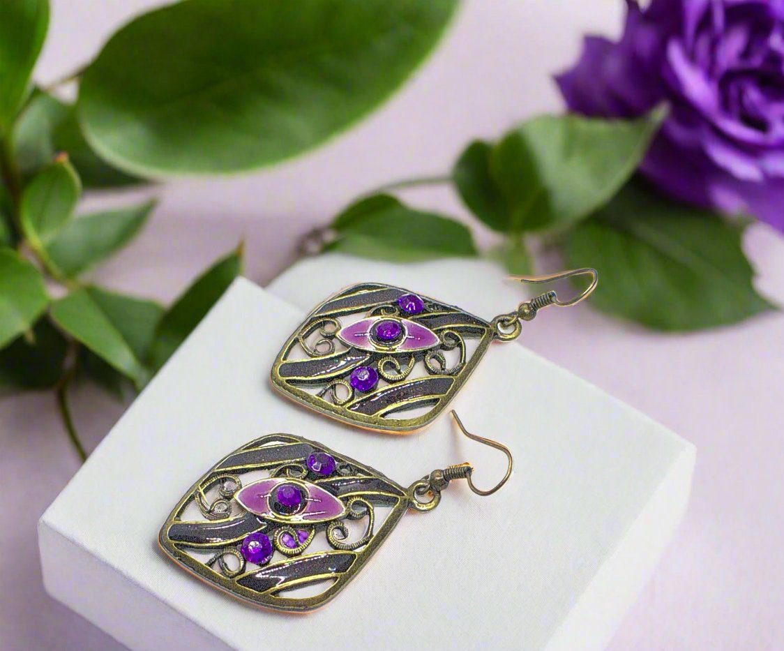 Lovely Bronze and Purple Earrings